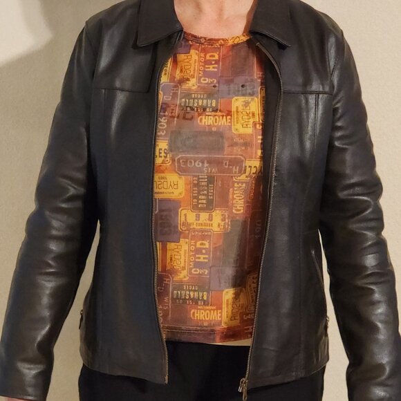 LO SCACCO Brown Leather Jacket - Picture 3 of 5